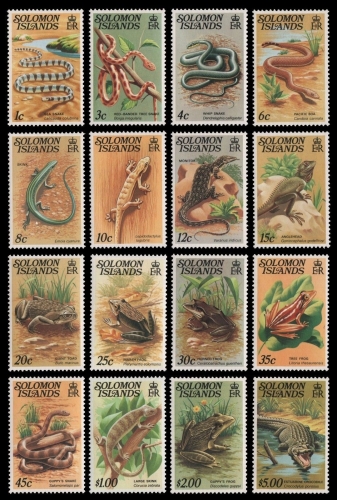 Salomoninseln 1979 - Mi-Nr. 385-400 ** - MNH - Reptilien - Frösche