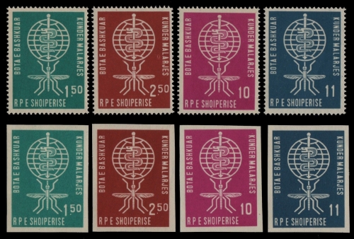 Albanien 1962 - Mi-Nr. 650-653 A & B ** - MNH - Malaria