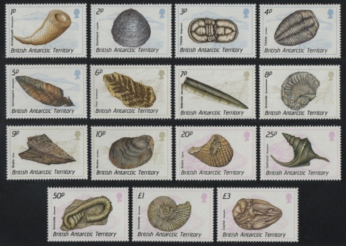 BAT / Brit. Antarktis 1990 - Mi-Nr. 156-170 ** - MNH - Fossilien / Fossils