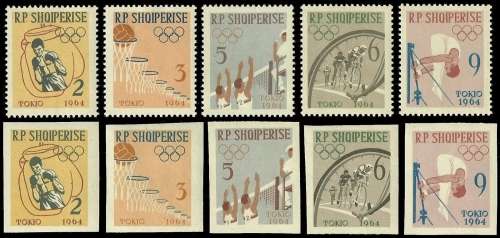 Albanien 1963 - Mi-Nr. 747-751 A & B ** - MNH - Olympia Tokio