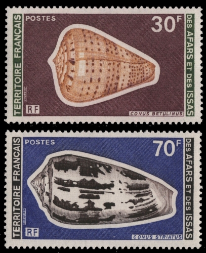 Afar und Issa 1977 - Mi-Nr. 165-166 ** - MNH - Meeresschnecken / Marine snails