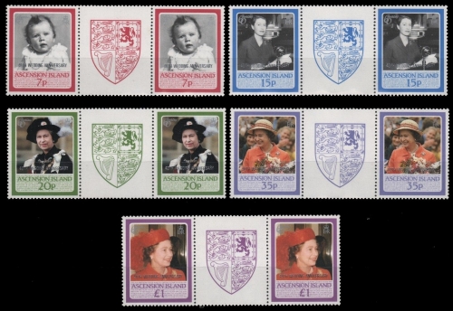 Ascension 1987 - Mi-Nr. 448-452 ** - MNH - Zwischenstegpaare - 40. Hochzeitstag