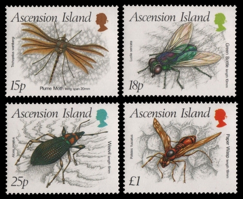 Ascension 1989 - Mi-Nr. 484-487 ** - MNH - Insekten / Insects
