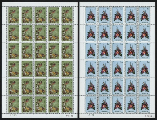 Monaco 1976 - Mi-Nr. 1248-1249 ** - MNH - Bogen - Blumen / Flowers