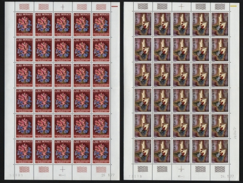 Monaco 1977 - Mi-Nr. 1290-1291 ** - MNH - Bogen - Blumen / Flowers