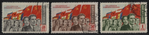 Russia / Sowjetunion 1950 - Mi-Nr. 1491-1493 II gest / used - Demokratie