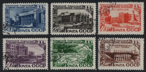Russia / Sowjetunion 1950 - Mi-Nr. 1432-1437 gest / used - Usbekische SSR