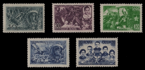 Russia / Sowjetunion 1943 - Mi-Nr. 860-864 ** - MNH - Helden