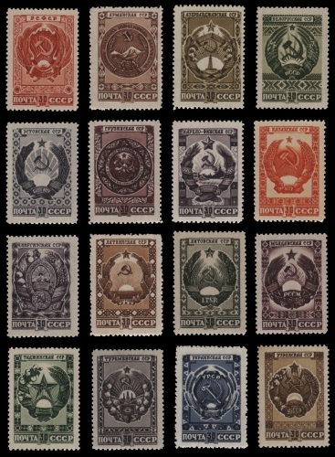 Russia / Sowjetunion 1947 - Mi-Nr. 1092-1107 ** - MNH - Wappen