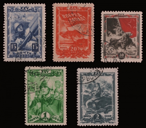 Russia / Sowjetunion 1943 - Mi-Nr. 885-889 gest / used - Komsomol