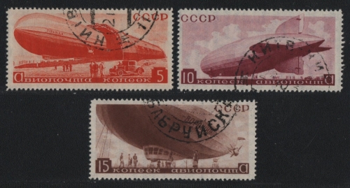 Russia / Sowjetunion 1934 - Mi-Nr. 483, 484 & 485 gest / used - Luftschiffe