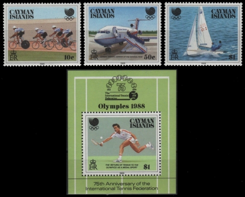 Kaiman-Inseln 1988 - Mi-Nr. 608-610 & Block 17 ** - MNH - Olympia Seoul