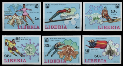 Liberia 1976 - Mi-Nr. 980-985 B ** - MNH - ungez. / imp - Olympia Innsbruck