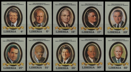 Liberia 1982 - Mi-Nr. 1252-1261 B ** - MNH - ungez. / imp. - Präsidenten der USA