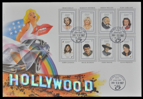 Antigua 1987 - Mi-Nr. 1053-1060 gest / used - KLB - Schauspieler, Musiker - FDC