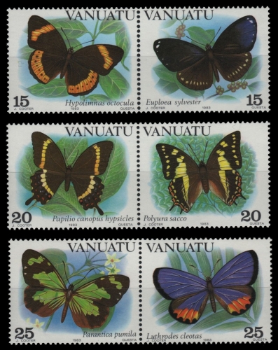 Vanuatu 1983 - Mi-Nr. 644-649 ( II ) ** - MNH - Schmetterlinge / Butterflies