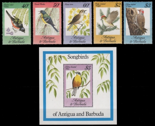 Antigua 1984 - Mi-Nr. 795-799 & Block 81 ** - MNH - Vögel / Birds