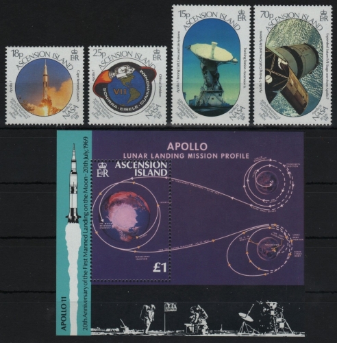 Ascension 1989 - Mi-Nr. 497-500 & Block 20 ** - MNH - Raumfahrt / Space