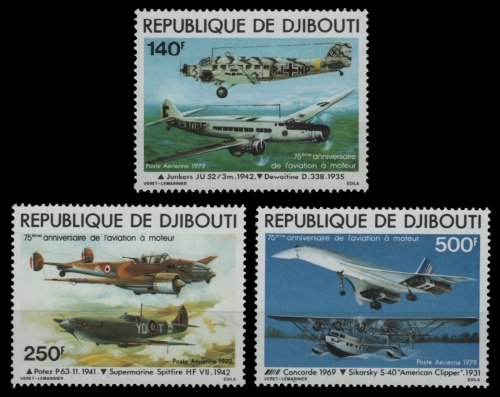 Dschibuti 1979 - Mi-Nr. 248-250 ** - MNH - Flugzeuge / Airplanes