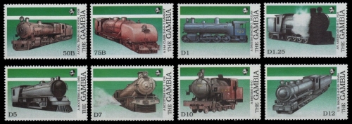 Gambia 1989 - Mi-Nr. 873-880 ** - MNH - Lokomotiven / Locomotives