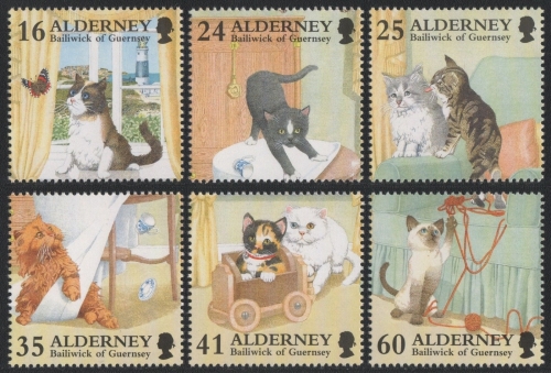 Alderney 1996 - Mi-Nr. 94-99 ** - MNH - Katzen / Cats