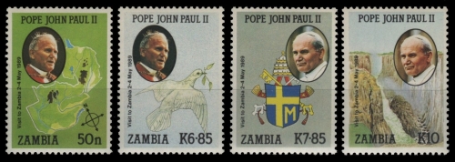 Sambia 1989 - Mi-Nr. 478-481 ** - MNH - Papst Johannes Paul II