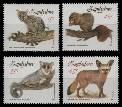 Simbabwe 1991 - Mi-Nr. 450-453 ** - MNH - Wildtiere / Wild animals