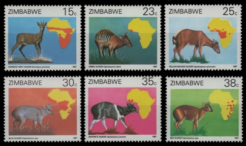 Simbabwe 1987 - Mi-Nr. 368-373 ** - MNH - Wildtiere / Wild animals