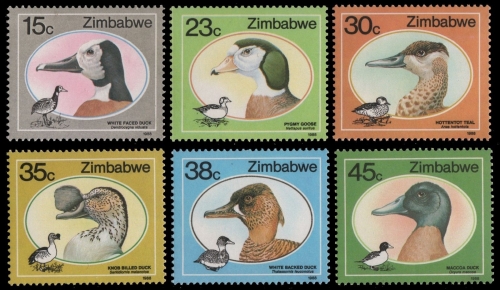 Simbabwe 1988 - Mi-Nr. 390-395 ** - MNH - Enten / Ducks