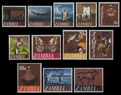 Sambia 1968 - Mi-Nr. 39-50 ** - MNH - Freimarken / Definitives