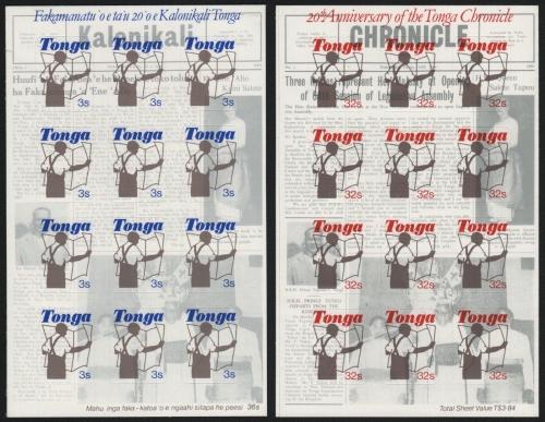 Tonga 1984 - Mi-Nr. 894-895 ** - MNH - Folienblätter - Zeitung