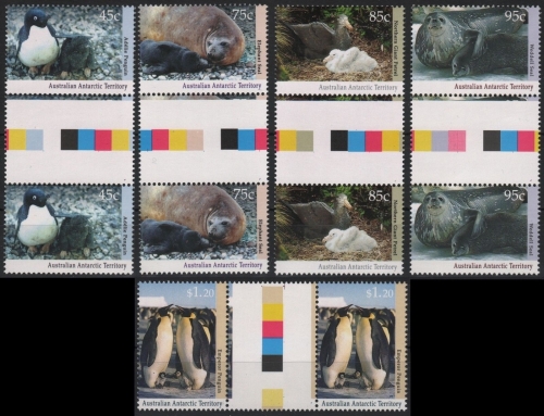 AAT / Austral. Antarktis 1992 - Mi-Nr. 90-94 ** - MNH - Gutter - Pinguine