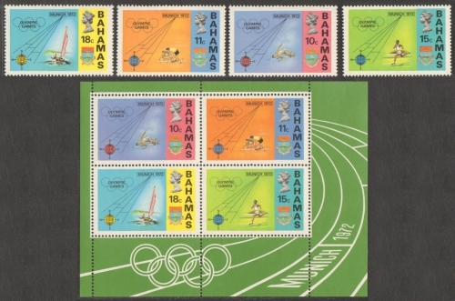 Bahamas 1972 - Mi-Nr. 340-343 & Block 5 ** - MNH - Olympia München