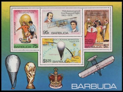 Barbados 1978 - Mi-Nr. Block 39 ** - MNH - Flugzeuge / Airplanes - Fussball