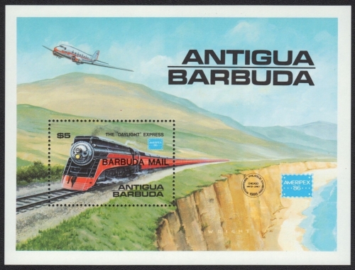 Barbuda 1986 - Mi-Nr. Block 110 ** - MNH - Lokomotiven / Locomotives