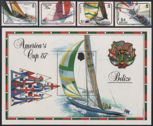 Belize 1987 - Mi-Nr. 949-952 & Block 90 ** - MNH - Segelboote / Sailboats