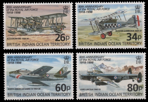 BIOT 1998 - Mi-Nr. 219-222 ** - MNH - Flugzeuge / Airplanes