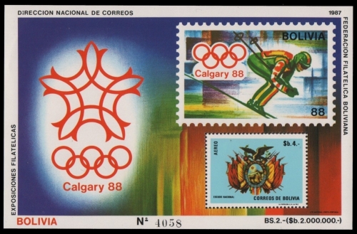 Bolivien 1987 - Mi-Nr. Block 165 ** - MNH - Olympia Calgary