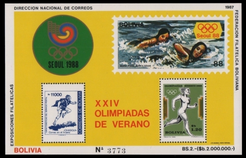 Bolivien 1987 - Mi-Nr. Block 166 ** - MNH - Olympia Seoul