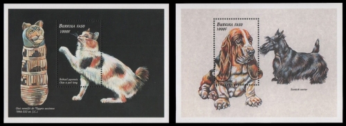 Burkina Faso 1999 - Mi-Nr. Bl. 196 & 197 ** - MNH - Katzen / Cats - Hunde / Dogs