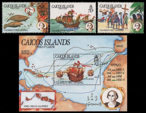 Caicos-Inseln 1984 - Mi-Nr. 52-54 & Block 6 ** - MNH - Schiffe / Ships