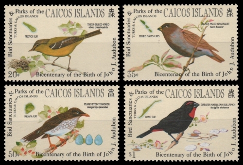 Caicos-Inseln 1985 - Mi-Nr. 62-65 ** - MNH - Vögel / Birds - Audubon