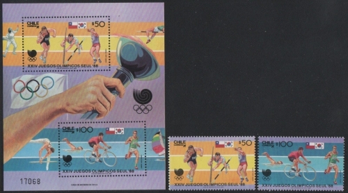 Chile 1988 - Mi-Nr. 1220-1221 & Block 7 ** - MNH - Olympia Seoul