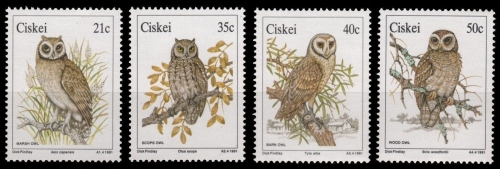 Ciskei 1991 - Mi-Nr. 183-186 ** - MNH - Eulen / Owls