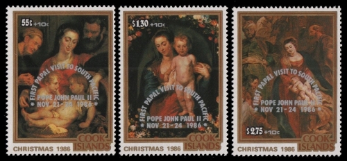 Cook-Inseln 1986 - Mi-Nr. 1132-1134 ** - MNH - Papstbesuch / Papal visit