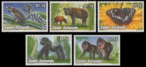Cook-Inseln 1993 - Mi-Nr. 1385-1389 ** - MNH - Wildtiere / Wild animals
