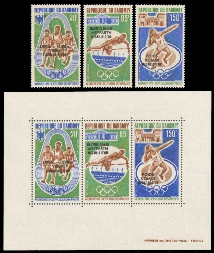 Dahomey 1972 - Mi-Nr. 499-501 & Block 20 ** - MNH - Olympia München