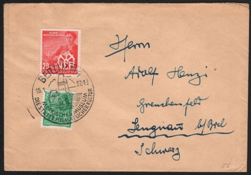DDR - Mi-Nr. 527 - Brief nach Lengnau - 15.01.57