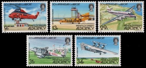 Alderney 1985 - Mi-Nr. 18-22 ** - MNH - Flugzeuge / Airplanes