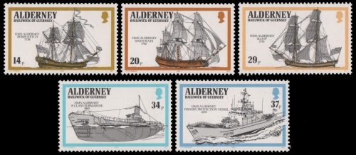 Alderney 1990 - Mi-Nr. 43-47 ** - MNH - Schiffe / Ships